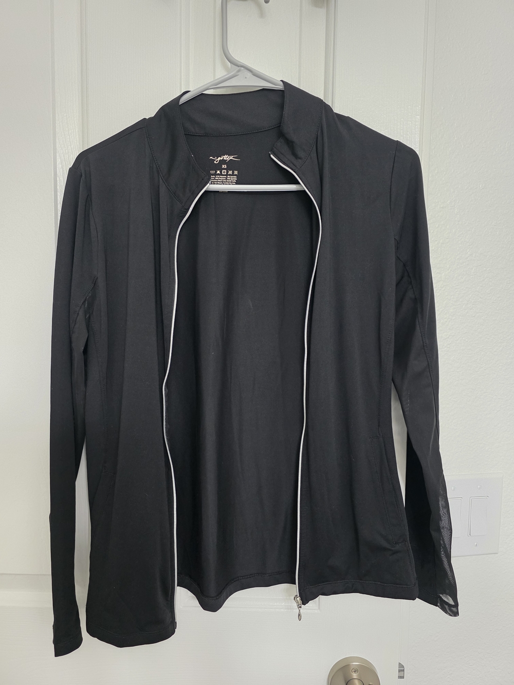 Gottex Black Mesh Detail Zip Up